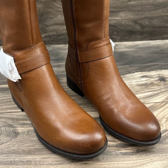 NIB Naturalizer 8M Jackie Leather Knee High Riding Boots Zip Buckle Cinnamon - Picture 5 of 15